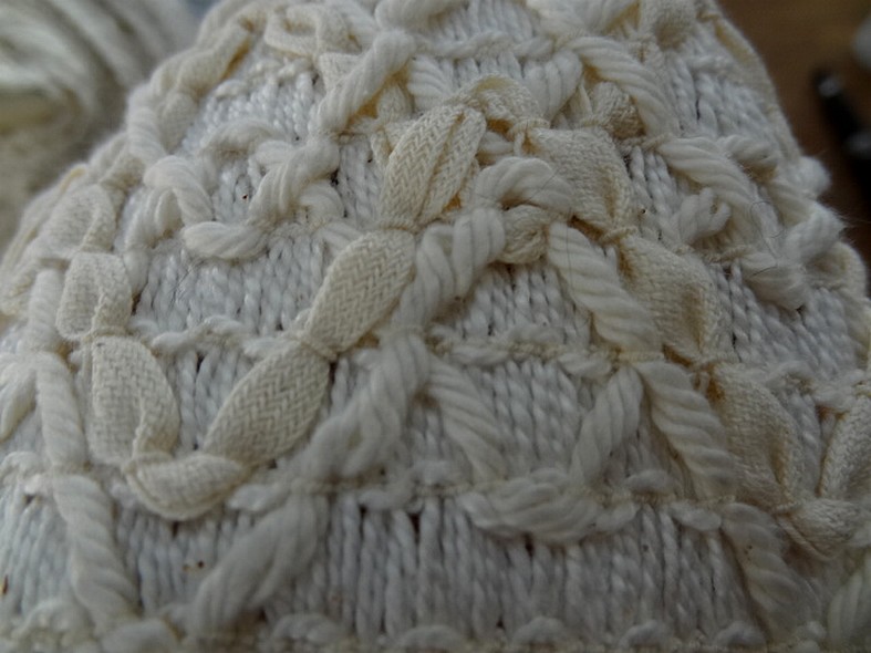 Galon elastique en fils coton blanc casse et creme 3