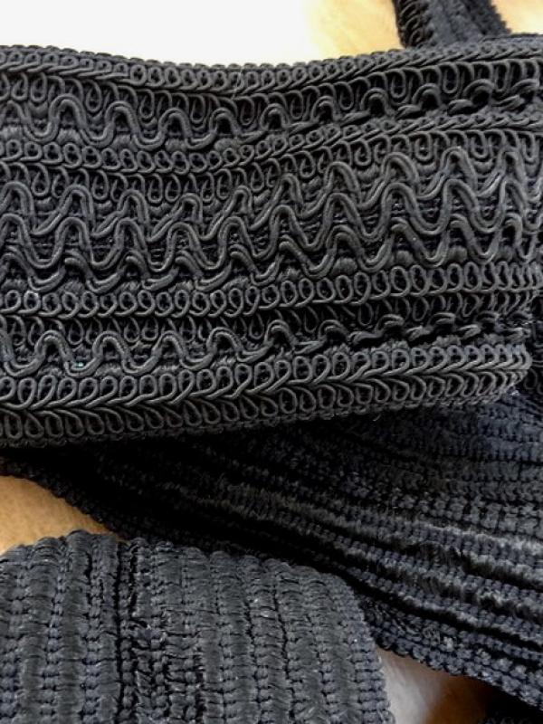 Galon élastique en fils rayonne et viscose noir