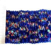 Galon elastique velours chenille bleu tachete 1
