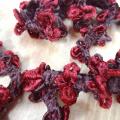 Galon elastique velours chenille marron rouge pompons 3d 1 