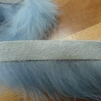 Galon en poils de lapin bleu ciel 1 