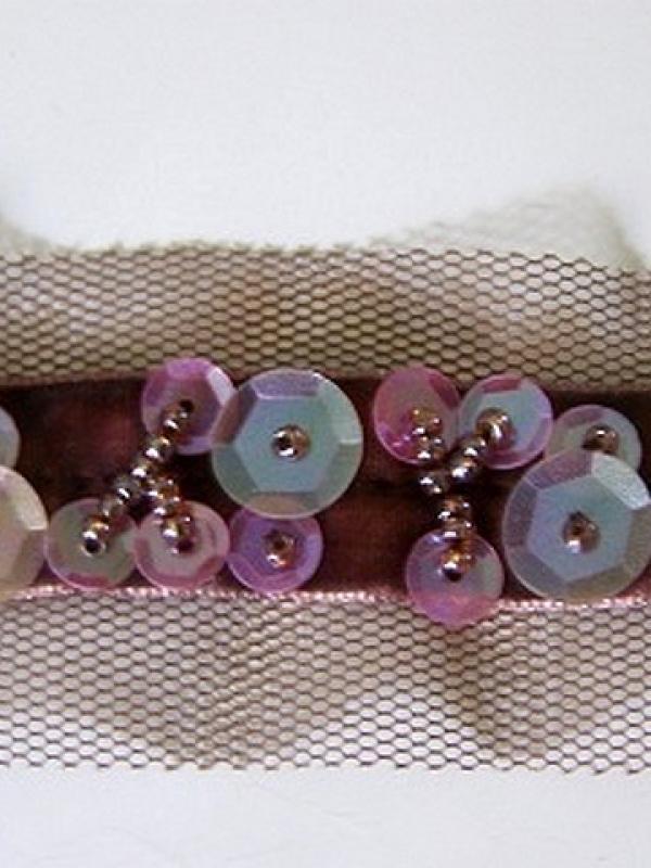 Galon entre deux nacre sequins sur velours 2