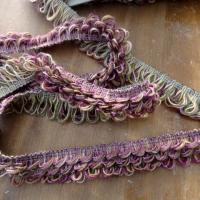 Galon fils de coton boucles caramel et framboise 1