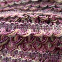 Galon fils de coton boucles caramel et framboise 4