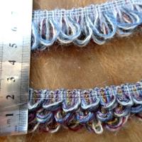 Galon fils de coton boucles prune et bleu 1 