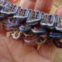 Galon fils de coton boucles prune et bleu 2