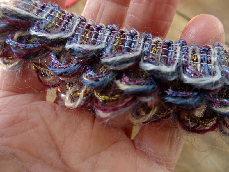 Galon fils de coton boucles prune et bleu 2