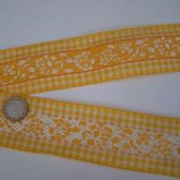Galon fleuri blanc jaune borde de vichy 1 1