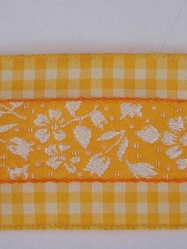 Galon fleuri blanc jaune borde de vichy 3 1