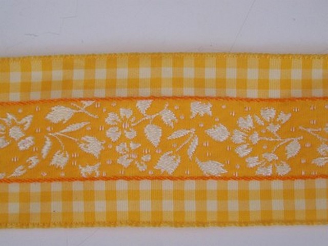 Galon fleuri blanc jaune borde de vichy 3 1