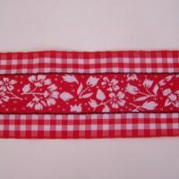 Galon fleuri blanc rouge borde de vichy 