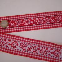 Galon fleuri blanc rouge borde de vichy 3 