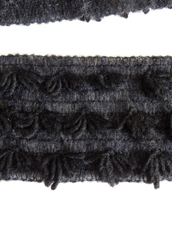 Galon lainage noir frangee large 2 