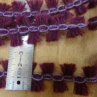 Galon laineux franges plates prune 2 