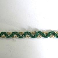 Galon metal or et velours chenille vert mousse 1 