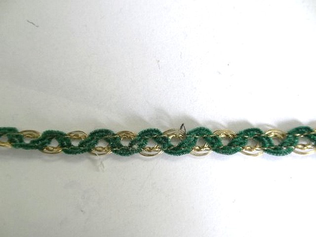 Galon metal or et velours chenille vert mousse 1