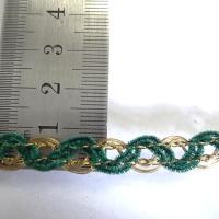 Galon metal or et velours chenille vert mousse 2