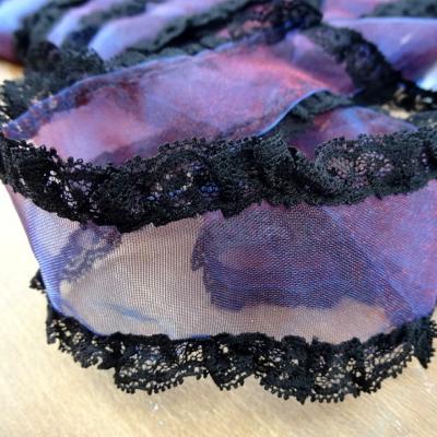 Galon organza rose violet dentelle noire 1 