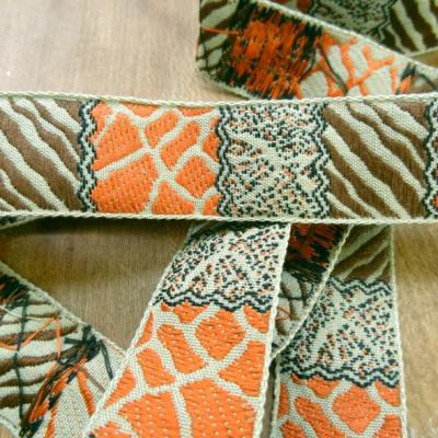 Galon patchwork animaux kaki speculoos orange 1 