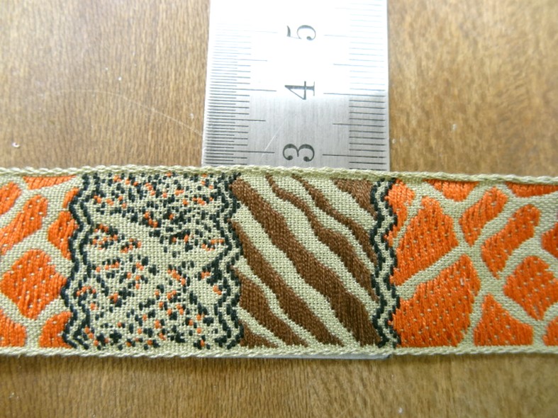 Galon patchwork animaux kaki speculoos orange 2