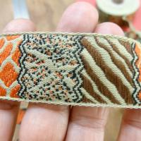 Galon patchwork animaux kaki speculoos orange