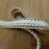 Galon rayonne et fil metal or pale et blanc 1