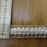 Galon rayonne et fil metal or pale et blanc 2