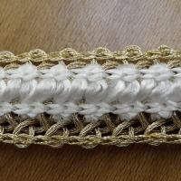 Galon rayonne et fil metal or pale et blanc 4