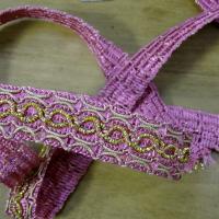 Galon rayonne rose orchidee et lurex dore 1