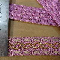 Galon rayonne rose orchidee et lurex dore 2