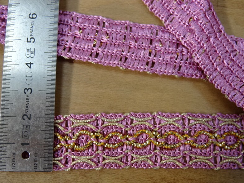 Galon rayonne rose orchidee et lurex dore 2