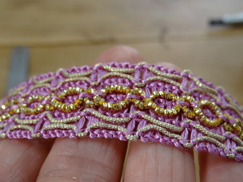 Galon rayonne rose orchidee et lurex dore 3