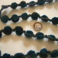 Galon roses en boutons bleu canard 2 
