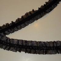 Galon ruche elastique organza noir 1 
