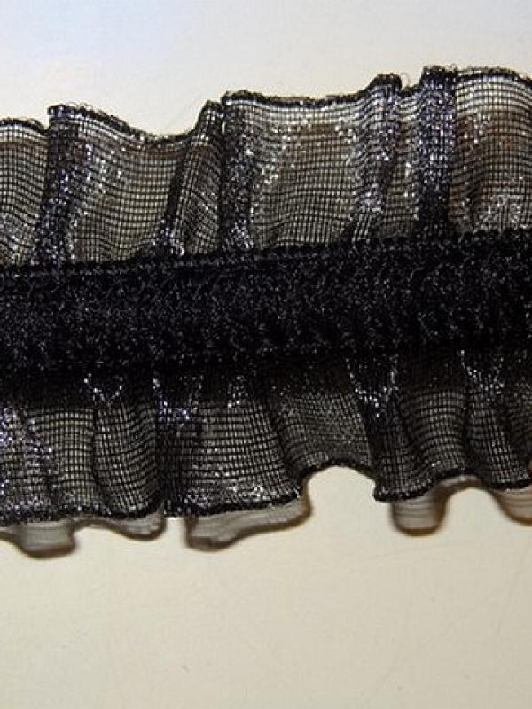 Galon ruche elastique organza noir 3 