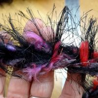 Galon tresse effet plume filante noir fuchsia mauve 5 