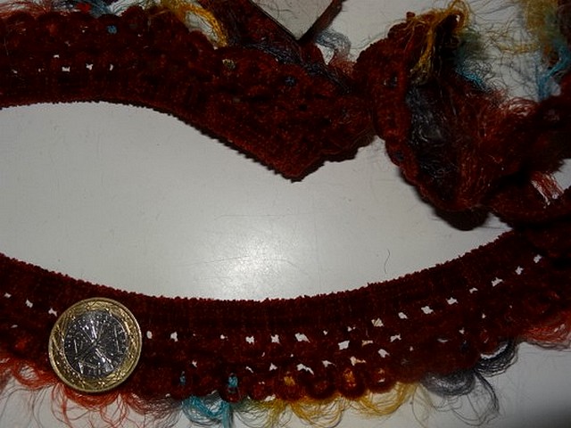 Galon tricote elastique velours chenille bordeaux 1 