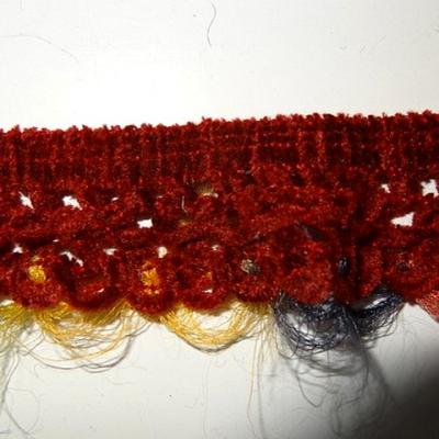 Galon tricote elastique velours chenille bordeaux 4 