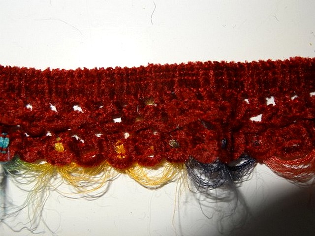 Galon tricote elastique velours chenille bordeaux 4