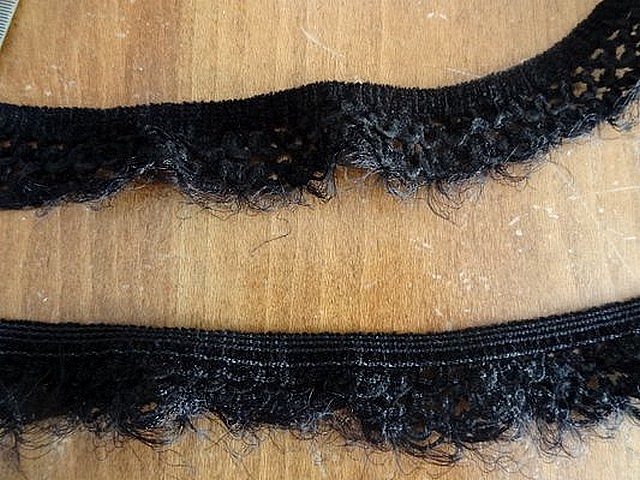 Galon tricote elastique velours chenille noir 1 