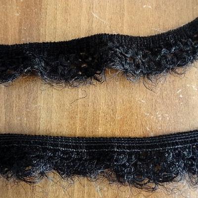 Galon tricote elastique velours chenille noir 1 