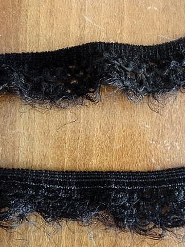 Galon tricote elastique velours chenille noir 1 
