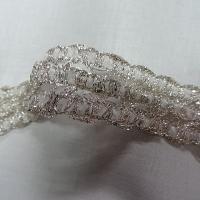 Galon trio chenille blanche et lurex argent 2 
