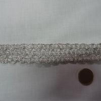 Galon trio chenille blanche et lurex argent 3 