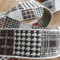 Galon tweed et pied de poule blanc casse café
