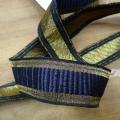 Galon type gros grain bleu indigo borde de lame vieil or 1