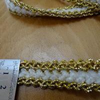 Galon velours chenille blanc et lurex or 3 