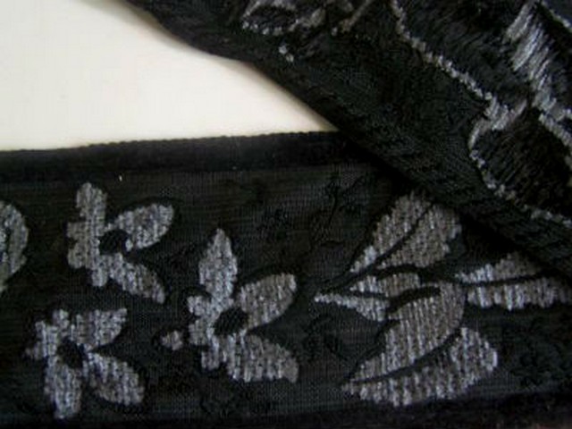 Galon velvet gris et noir