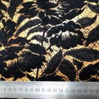 Guipure en laine et soie noire fleurs d hibiscus 2 