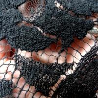Guipure en laine et soie noire fleurs d hibiscus 5 